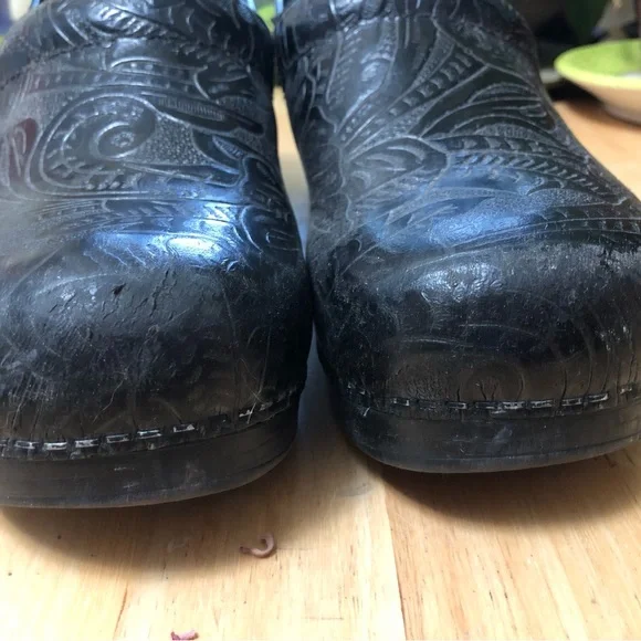 Dansko Black Embossed Sole Clogs - Picture 4 of 7